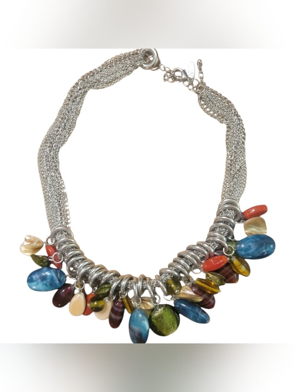 New York & Company Heavy Silver Tone Chunky Multi-Color Stones & Art Glass